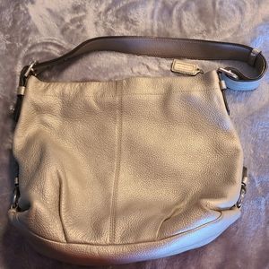 Silver pebble leather Coach F15064 duffle purse